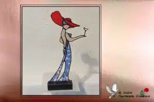 Vitrail Tiffany Élégante En Robe Bleue