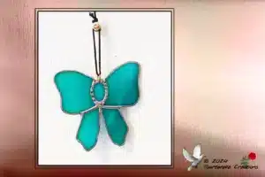 Vitrail Tiffany Nœud Turquoise