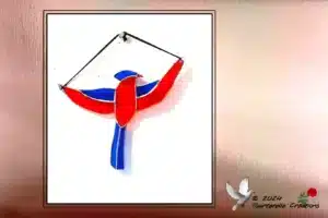 Vitrail Tiffany Oiseau Orange Et Bleu