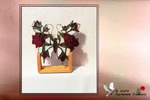 Vitrail Tiffany Papillon Roses Rouge