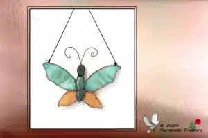 Vitrail Tiffany Papillon Vert Et Orange