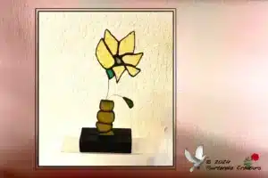 Vitrail Tiffany Vase Fleur Jaune