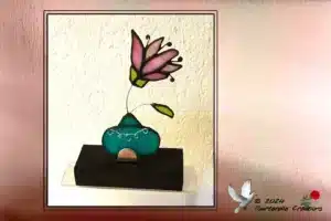 Vitrail Tiffany Vase Fleur Rose