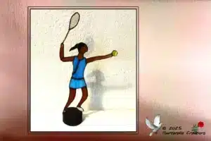 Vitrail Tiffany Joueuse De Tennis