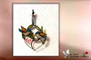 Vitrail Tiffany Couple D'oiseaux (coeur)