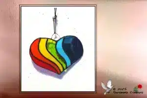 Vitrail Tiffany Coeur arc en ciel