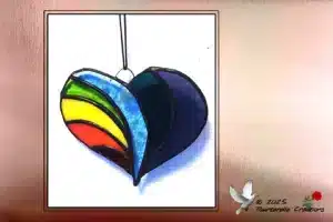 Vitrail Tiffany Coeur arc en ciel gravé