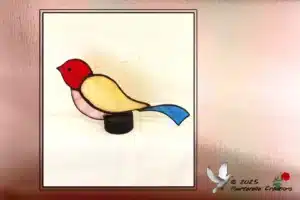 Vitrail Tiffany Oiseau rouge et beige