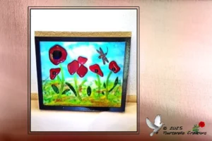 Vitrail Tiffany Grand tableau coquelicots