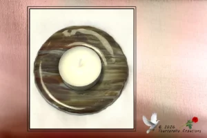 Vitrail Tiffany Support bougie rond marron foncé